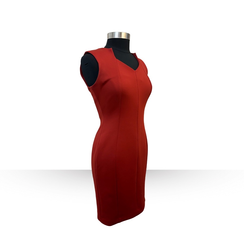 Calvin Klein Burnt Orange midi dress with gold back Zipper